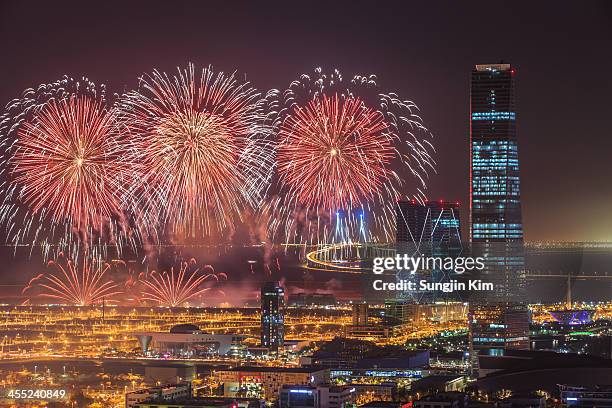 fireworks over the city - 松島新都市 ストックフォトと画像
