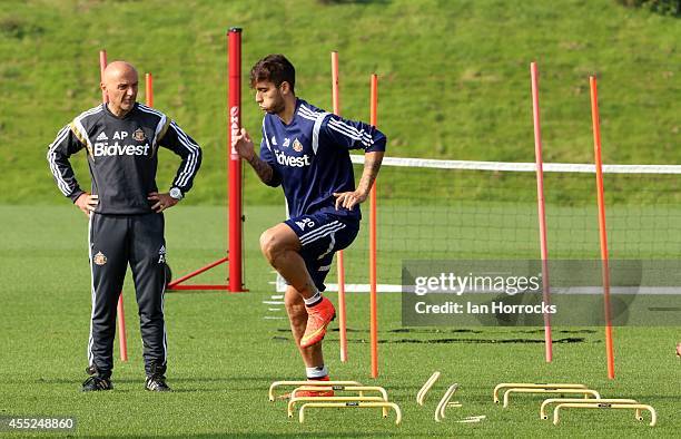 New signing Ricardo Alvarez during a Sunderland AFC Training Session at The Academy of Light on September 11, 2014 in Sunderland, England.