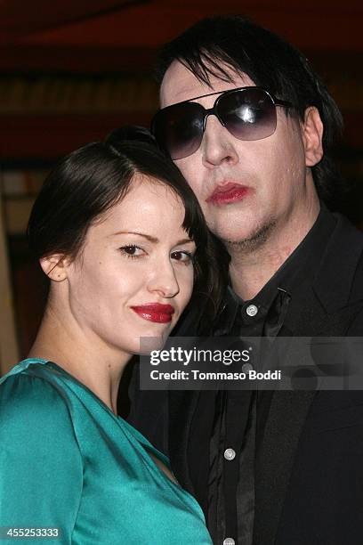 Musician Marilyn Manson and photographer Lindsay Usich attend the GenArt Screening Series presents "Wrong Cops" held at the Vista Theatre on December...