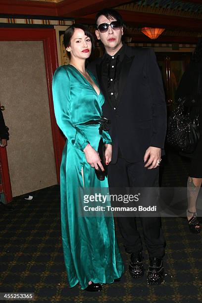 Musician Marilyn Manson and photographer Lindsay Usich attend the GenArt Screening Series presents "Wrong Cops" held at the Vista Theatre on December...