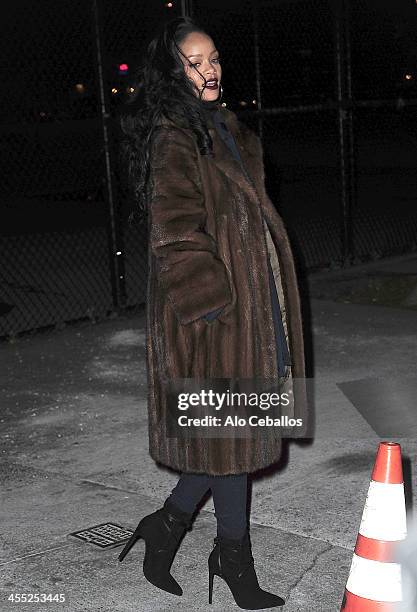 Rihanna is seen in Soho on December 11, 2013 in New York City.