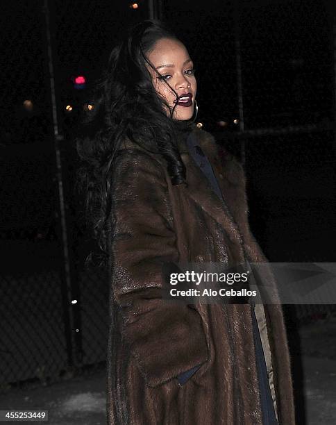 Rihanna is seen in Soho on December 11, 2013 in New York City.