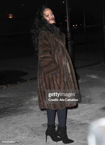 Rihanna is seen in Soho on December 11, 2013 in New York City.