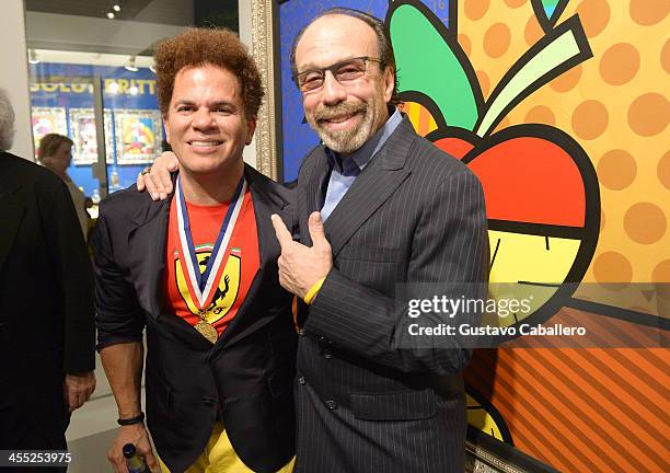 Artist Romero Britto and Bernie Yuman attend Britto Central Gallery's 20th Anniversary Celebration on December 11, 2013 in Miami, Florida.