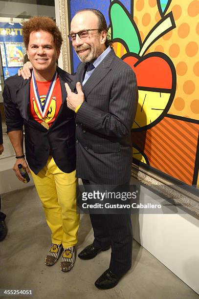 Artist Romero Britto and Bernie Yuman attend Britto Central Gallery's 20th Anniversary Celebration on December 11, 2013 in Miami, Florida.