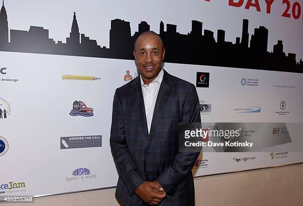Former NY Knicks player John Starks attends Annual Charity Day Hosted by Cantor Fitzgerald and BGC at BGC Partners, INC on September 11, 2014 in New...
