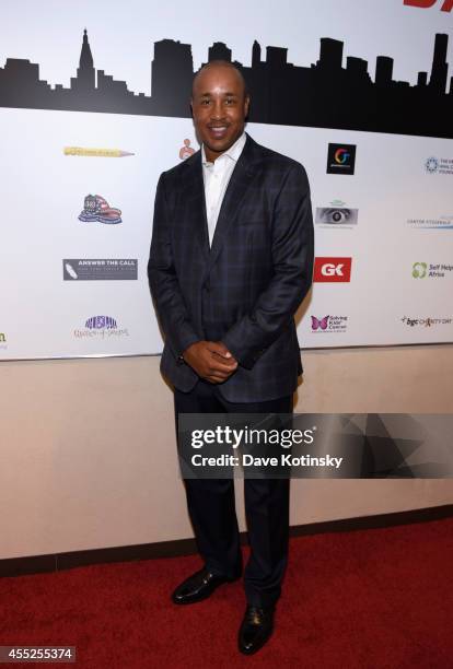 Former NY Knicks player John Starks attends Annual Charity Day Hosted by Cantor Fitzgerald and BGC at BGC Partners, INC on September 11, 2014 in New...