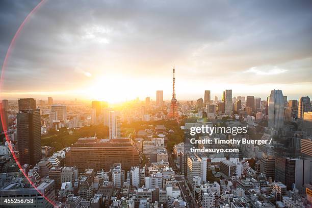 sunset from the wtc - tokyo skyline sunset stock pictures, royalty-free photos & images