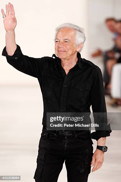 Designer Ralph Lauren walks the runway at the Ralph Lauren fashion show during Mercedes-Benz Fashion Week Spring 2015 at Skylight Clarkson SQ. On...