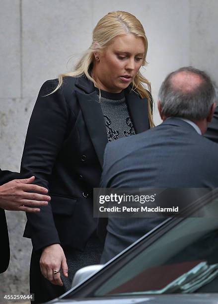 Australian DJ Mel Greig leaves The Royal Courts of Justice on September 11, 2014 in London, England. An inquest is being held into the death of...