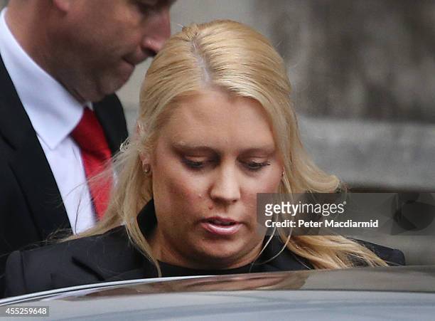 Australian DJ Mel Greig leaves The Royal Courts of Justice on September 11, 2014 in London, England. An inquest is being held into the death of...