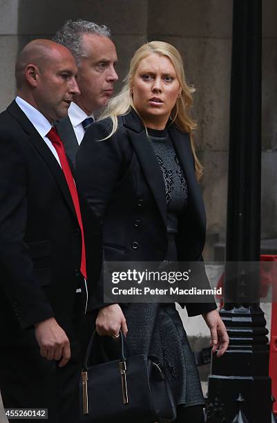 Australian DJ Mel Greig leaves The Royal Courts of Justice on September 11, 2014 in London, England. An inquest is being held into the death of...