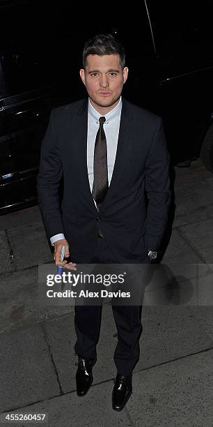 Micheal Buble seen leaving ITV studios after filming the "Alan Carr" show on December 11, 2013 in London, England.