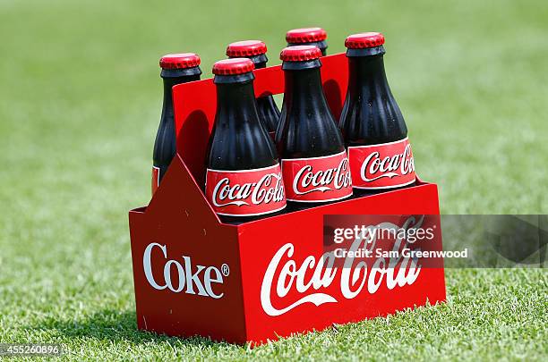 Coca-Cola tee marker is seen on the fifth hole during the first round of the TOUR Championship by Coca-Cola at the East Lake Golf Club on September...