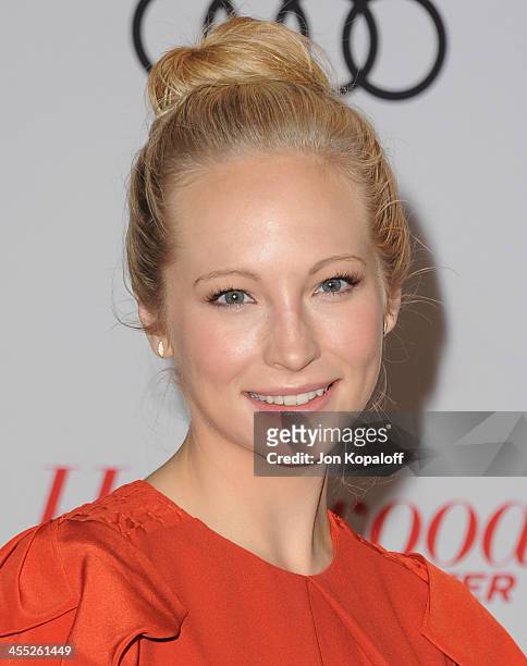 Actress Candice Accola arrives at The Hollywood Reporter's 22nd Annual Women In Entertainment Breakfast 2013 at Beverly Hills Hotel on December 11,...