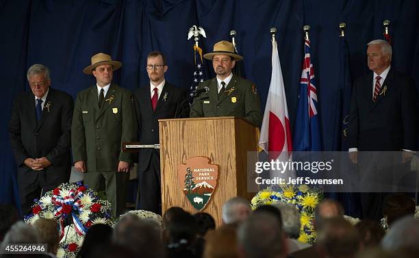 Jeff Reinbold, Superintendent of the Flight 93 National Memorial, along with Former Speaker of the House, Dennis Hassert and Pennsylvania Governor...