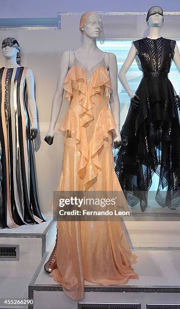 Mannequins featuring clothes from the Zaldy collection photographed during the Zaldy presentation at Zaldy Studio on September 11, 2014 in New York...