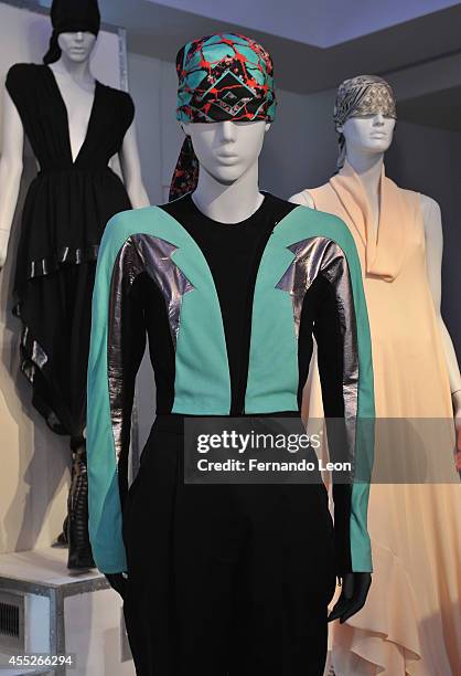 Mannequins featuring clothes from the Zaldy collection photographed during the Zaldy presentation at Zaldy Studio on September 11, 2014 in New York...