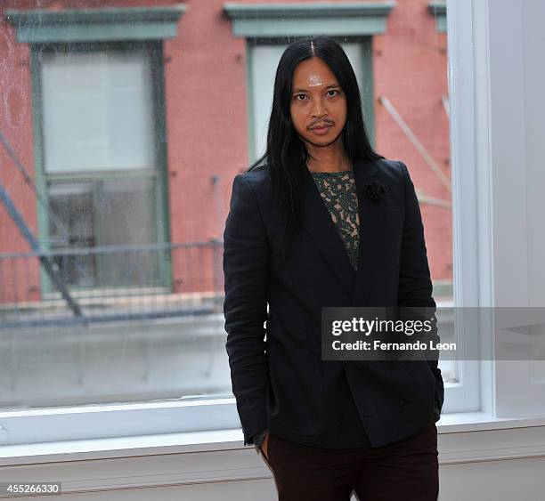 Designer Zaldy Goco photographed during the Zaldy presentation at Zaldy Studio on September 11, 2014 in New York City.