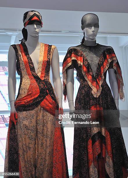 Mannequins featuring clothes from the Zaldy collection photographed during the Zaldy presentation at Zaldy Studio on September 11, 2014 in New York...