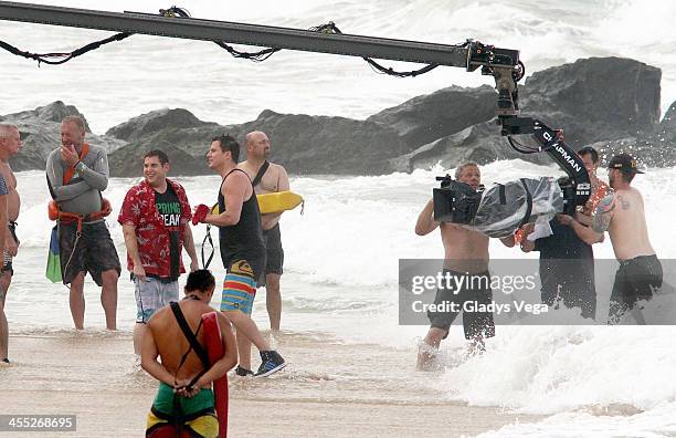 Jonah Hill and Channing Tatum are seen filming "22 Jump Street" at Condado Beach on December 11, 2013 in San Juan, Puerto Rico.