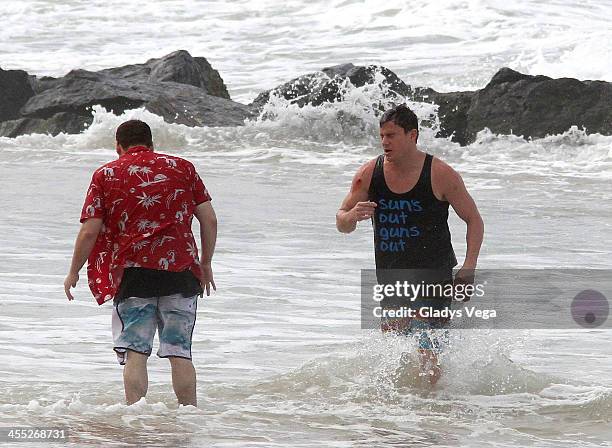 Jonah Hill and Channing Tatum are seen filming "22 Jump Street" at Condado Beach on December 11, 2013 in San Juan, Puerto Rico.