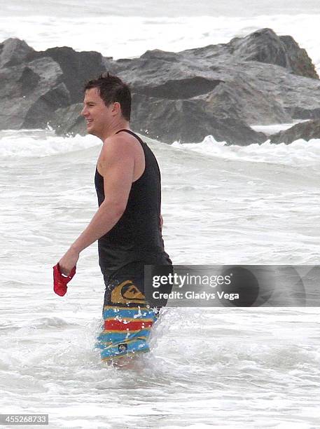 Channing Tatum is seen filming "22 Jump Street" at Condado Beach on December 11, 2013 in San Juan, Puerto Rico.