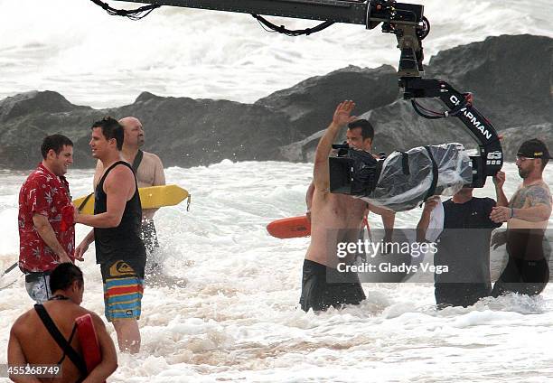 Jonah Hill and Channing Tatum are seen filming "22 Jump Street" at Condado Beach on December 11, 2013 in San Juan, Puerto Rico.