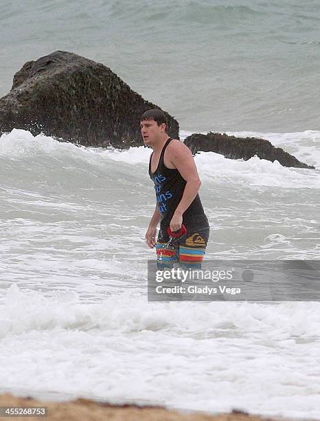 Channing Tatum is seen filming "22 Jump Street" at Condado Beach on December 11, 2013 in San Juan, Puerto Rico.