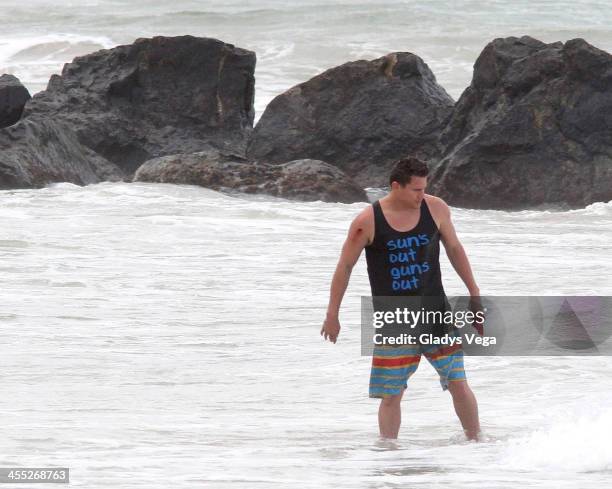 Channing Tatum is seen filming "22 Jump Street" at Condado Beach on December 11, 2013 in San Juan, Puerto Rico.