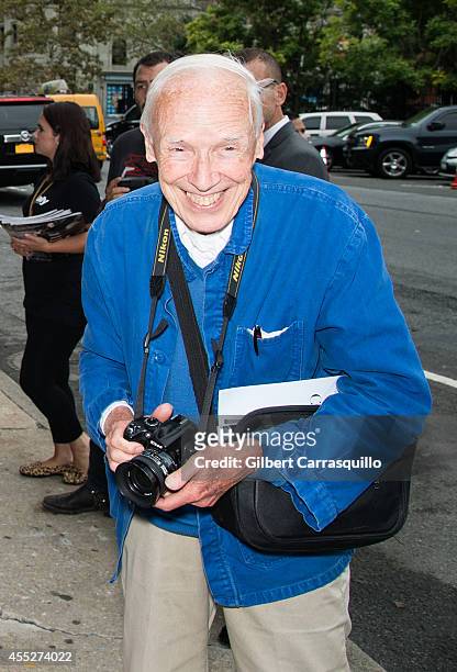 Photographer Bill Cunningham is seen at the Calvin Klein Spring Summer 2015 fashion show during New York Fashion Week at Spring Studios on September...