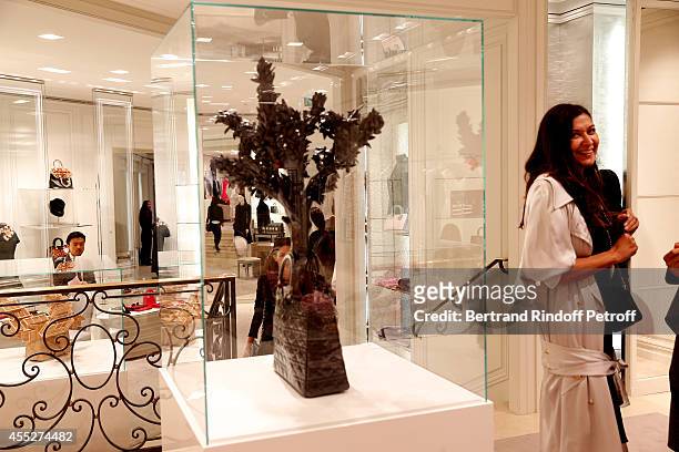 View of work from Tayfun Serttas, Lady dream during the "Promenade pour un objet d'exception". Held at Boutique Dior Montaigne on September 11, 2014...