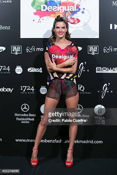Model Alessandra Ambrosio attends the Mercedes Benz Fashion Week at Ifema on September 11, 2014 in Madrid, Spain.