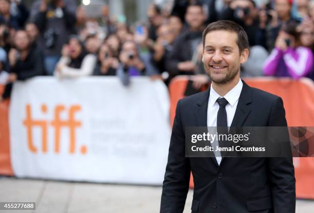 Actor/producer Tobey Maguire attends the "Pawn Sacrifice" premiere during the 2014 Toronto International Film Festival at Roy Thomson Hall on...