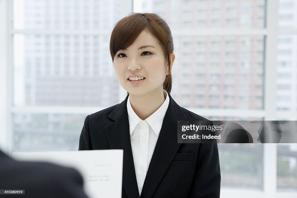 Woman receives an interview