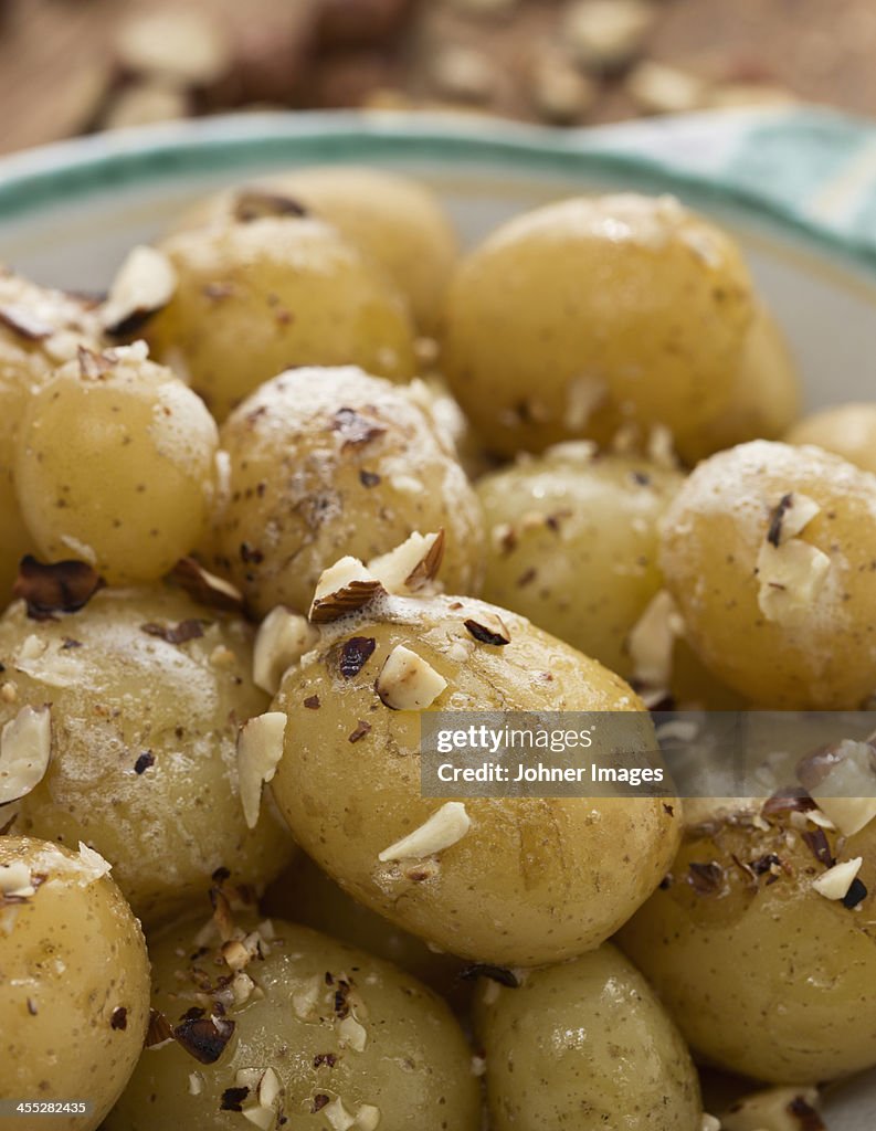 New potatoes with hazelnuts and butter