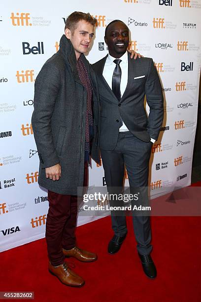 Actor Hayden Christensen and actor/recording artist Akon attend the "American Heist" premiere during the 2014 Toronto International Film Festival at...