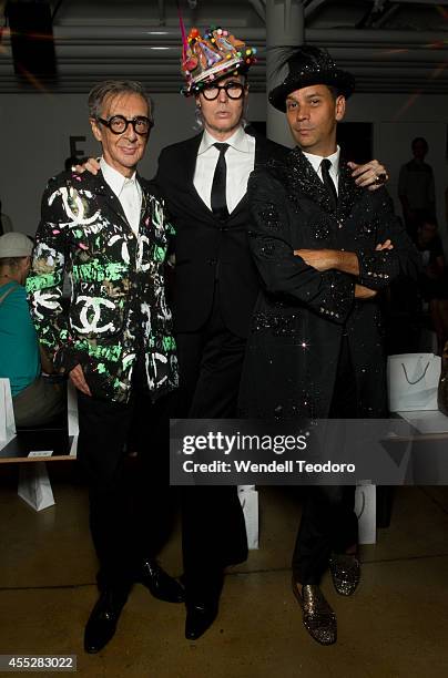 Robert W. Richards, Patrick McDonald and James Aguiar attends The Blonds during MADE Fashion Week Spring 2015 at Milk Studios on September 10, 2014...