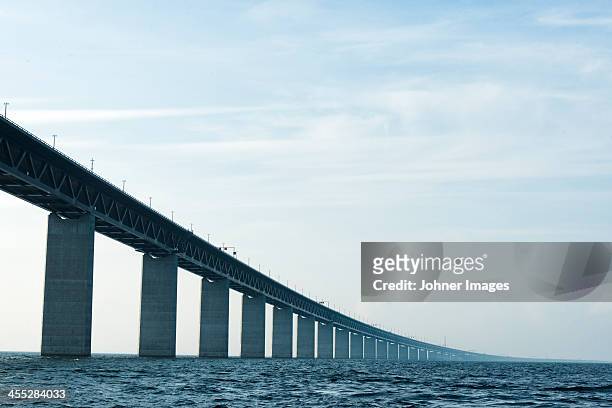 view of oresund bridge - oresund region stock pictures, royalty-free photos & images