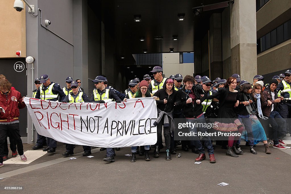 Student Protesters Rally Against Higher Education Budget Cuts At Melbourne University