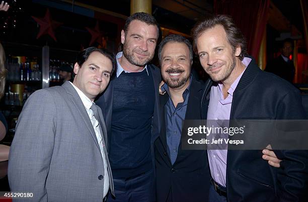 Actors Michael Stuhlbarg, Liev Schreiber, Director Edward Zwick and actor Peter Sarsgaard attend the "Pawn Sacrifice" world premiere party during the...
