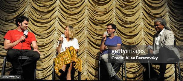 Actor Bill Hader, Actress Kristen Wiig, Director Craig Johnson, and Moderator Elvis Mitchell attend a special screening of "The Skeleton Twins" and...