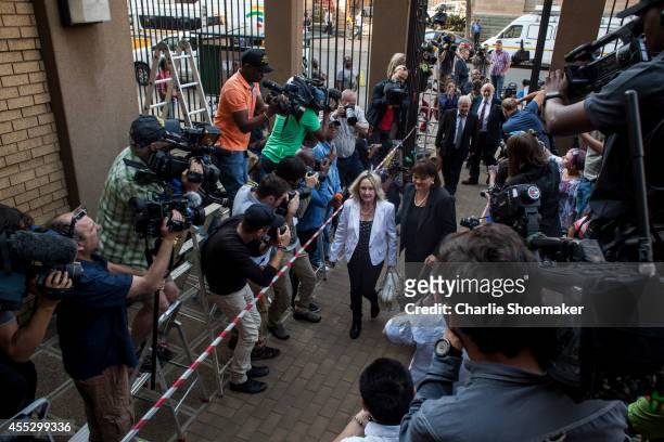 Reeva Steenkamp's mother June Steenkamp arrives at North Gauteng High Court on September 12, 2014 in Pretoria, South Africa. South African Judge...