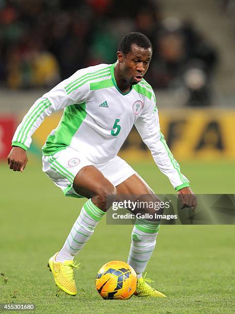 Azubuike Egwuekwe of Nigeria during the Orange AFCON, Morocco 2015 Final Round Qualifier match between South Africa and Nigeria at Cape Town Stadium...