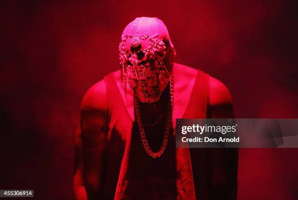 Kanye West performs live for fans at Qantas Credit Union Arena on September 12, 2014 in Sydney, Australia.