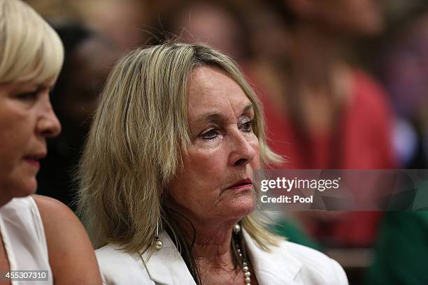 Reeva Steenkamp's mother, June Steenkamp at the Pretoria High Court on September 12 in Pretoria, South Africa. Pistorius, stands accused of the...