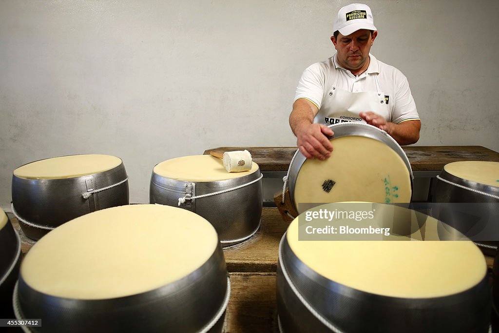 Parmesan Cheese Manufacture As Russia Bans Foods On Sanctions