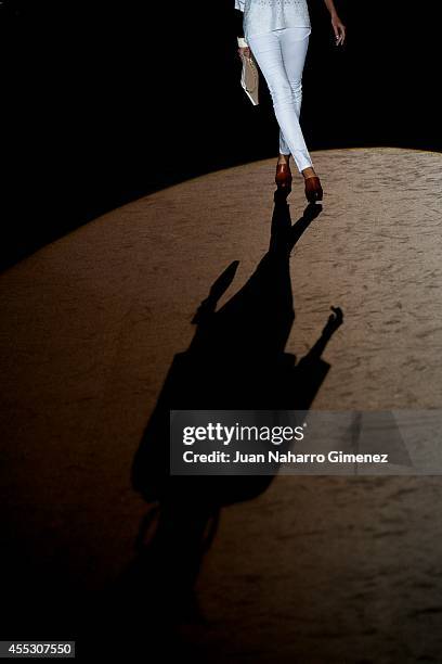 Model showcases designs by Roberto Verino on the runway at the Roberto Verino show during Mercedes Benz Fashion Week Madrid Spring/Summer 2015 at...