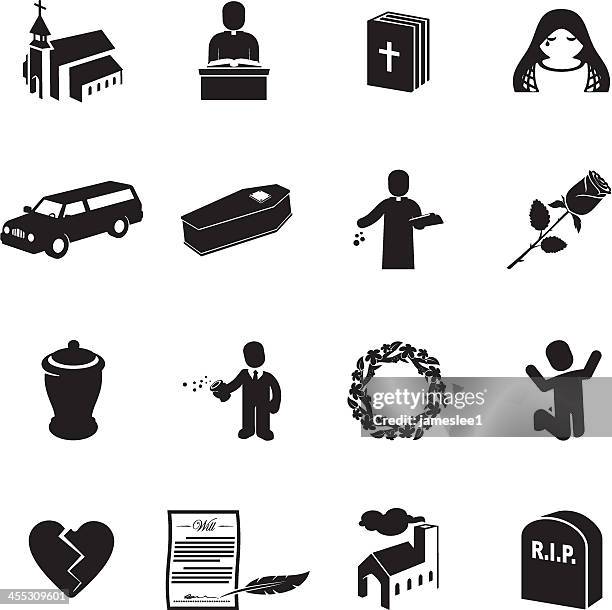 funeral icons - death icon stock illustrations