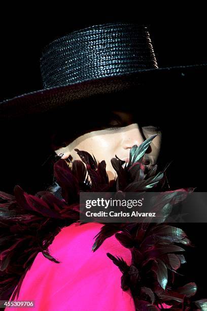 Model showcases designs by Roberto Verino on the runway at Roberto Verino show during Mercedes Benz Fashion Week Madrid Spring/Summer 2015 at Ifema...